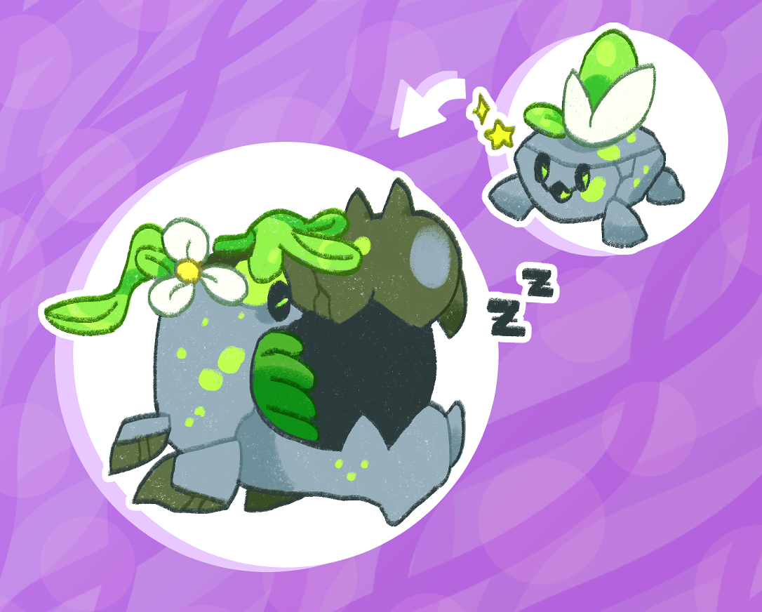 Two mossy rock type fakemon.